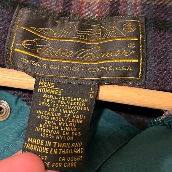 Vintage Eddie Bauer Mens Wool Lined Mountain Parka Jacket Large L Plaid - Picture 3 of 10